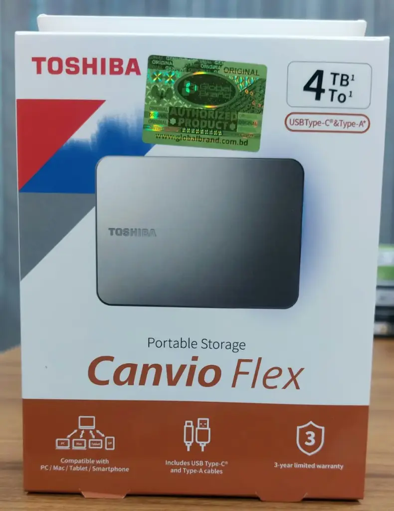 TOSHIBA HDTX240ASCCA 4TB CANVIO FLEX USB-C, USB 3.2 WARM SILVER EXTERNAL HDD, 3 YEARS