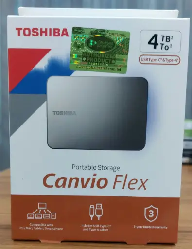 TOSHIBA HDTX240ASCCA 4TB CANVIO FLEX USB-C, USB 3.2 WARM SILVER EXTERNAL HDD, 3 YEARS